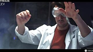 The mad scientist freezes his young 18+ lab partner Matty Mila, then fucks her till she squirts wildly.