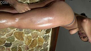 What a stunning view of xattlalust's oiled beautiful butt and legs in red and dark blue panties