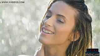 russian milf babe cara mell is a true natural beauty with brunette solo striptease outdoors