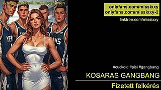 in this hungarian european roleplay, a group gathers for a gangbang with the basketball team, including banging and jerk off instructions in asmr style