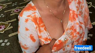 Village big boobs milf bhabhi rides boy in rough cowgirl! First time creampie fills her hairy pussy during dirty talk sex.