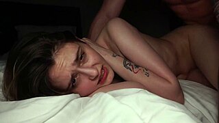 russian cutie funky town rides her boyfriend's big cock roughly on the bed in missionary