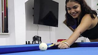 perverted latina stepsis gets horny billiards lesson turns table fuck