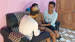 I feel so horny watching this amateur threesome with beautiful indian babe riding two monster cocks roughly