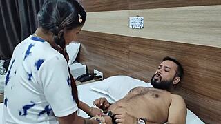 Beautiful Indian natural tits girl Sudipa got wild on her lover in bedroom with blowjob and creampie