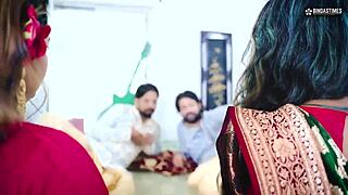 oh man, these desi tharki indian jamindar brothers are sharin their four wives in a real gangbang, hindi audio an all...