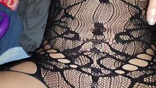 Slutty Filipina tries first anal fuck in fishnet stockings with huge cock