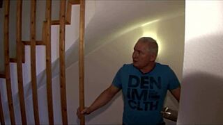 Blonde wife with big tits masturbates solo until husband joins for intense blowjob and cum in mouth finish. European couple gets wild in bedroom.