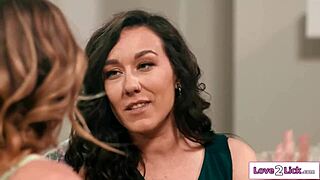 small tits blonde lesbian devours her milf neighbors pussy