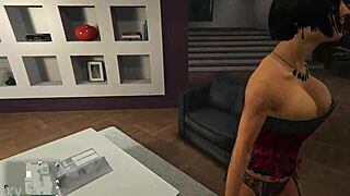 GTAO brunette Latina tattoos rip lingerie for private lapdance tease