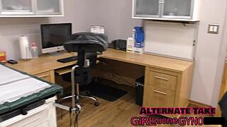 uh ditria rose in the perverted podiatrist with footjob fetish and tickling gloves