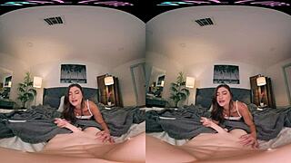 Young brunette with big tits masturbates in pov reality scene using toys for voyeur allure