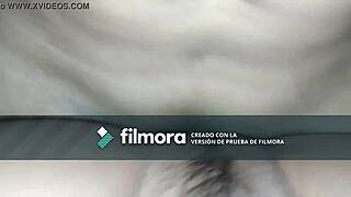 Haciéndole creampie a mi putita con la regla me vuelve loco de placer