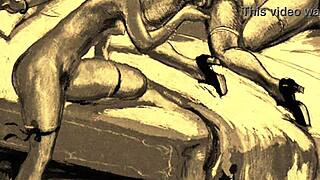 vintage artist captures hairy beavers in retro erotic scenes