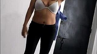 social worker shakes big tits ass dancing wild for that raise