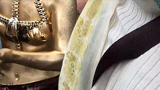 Nude model slips wardrobe exposing bare nipples fully