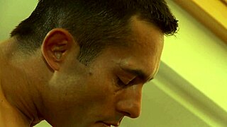 Blonde milf in fishnets and heels bends over for deep anal gaping on the bed.