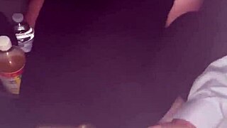 hey this pretty hooker deepthroats in the car at night. she takes his cum in mouth spits it on dick then sucks it off