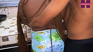 Chubby Ebony Bent Over Kitchen For Hot Doggy Sex