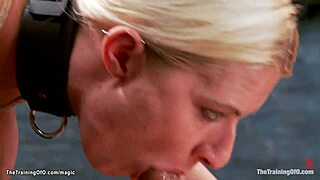 Huge Tits Slave Gags on Monster Cock in BDSM Training