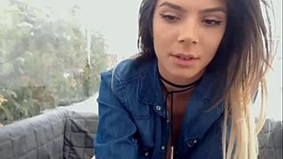 Young Webcam Girl's Big Tits Tease Outdoors