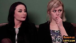 Bound Big Ass Babe Takes Deepthroat Blowjob Doggystyle Domination in Lingerie Threesome Facial Cumshot