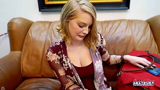 Lovely Blonde Astrid Fingers Herself Before Doggystyle Pussy and Deepthroat Fuck