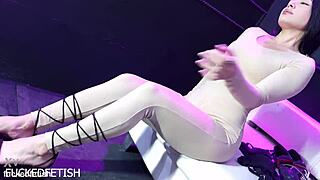 Moon's black spandex clings to her perfect sexy curves so teasingly