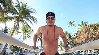 Shemale Ass Pounded Hard in Garage Hood Orgy