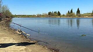 schoolgirl angler hikes skirt fishes pussy outdoor moans