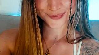 tattooed babe fingers herself crazy on webcam show