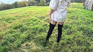 she strolls through nature stripping naked as nosy neighbors spot her wet pussy