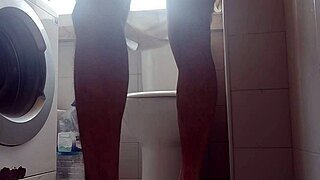 Guy shaves monster cock spits thick milk loads