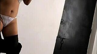 social worker shakes big tits ass dancing wild for that raise