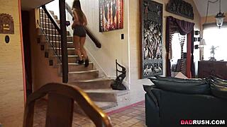 Taylor Sands rides her stepdad's monster cock hard