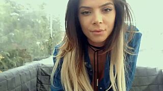 Young Webcam Girl's Big Tits Tease Outdoors