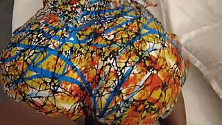 teasing ebony bbw ass after shower bends over for cock