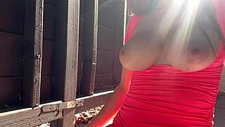 whoa italian milf artemisia's big tits bounce hot outdoors!