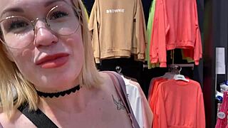 he gets sneaky blowjob in changing booth