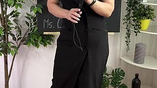 ever wonder what bdsm teacher in lingerie heels does solo?