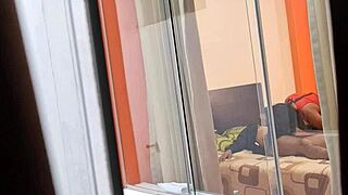 Mexican nurse Miranda rides lover with windows wide open, spying on her tits?