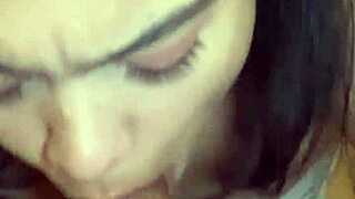 Brunette Sucks Cock Hard!