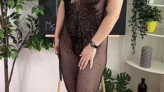 ever wonder what bdsm teacher in lingerie heels does solo?