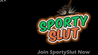 damn, this pretty young slut's puffy cameltoe and tight ass in yoga leggings got me hard