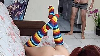 My half-sister studies with no panties on, teasing me hard