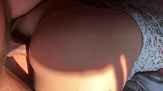 Amateur couple wakes for bent over doggystyle creampie orgasm in morning
