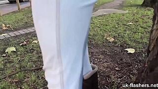😲 british lass pisses pants publicly... everyone watches!