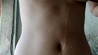 innocent latina girl showers unaware of spying hidden camera