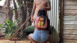 pretinha novinha sucks me off and gives tight ass outdoor without wife seeing