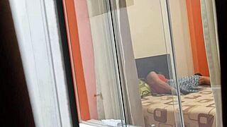 Mexican nurse Miranda rides lover with windows wide open, spying on her tits?